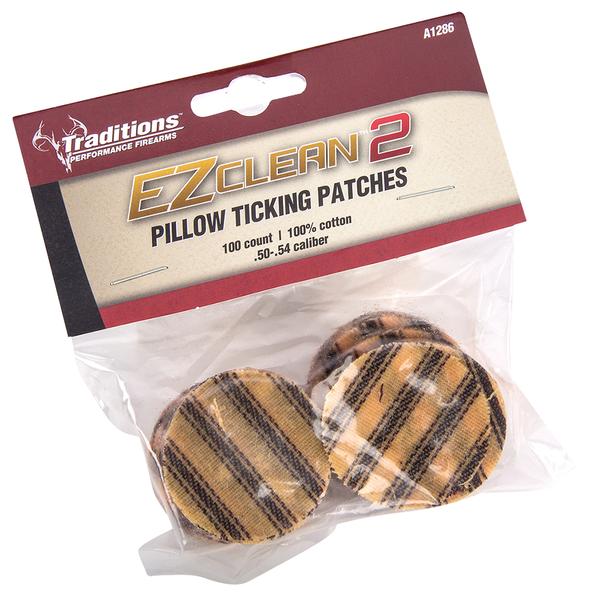 Traditions A1286 EZ Clean 2 Pillow Ticking Patches .50-.54 Cal Cotton 100 Per Pack