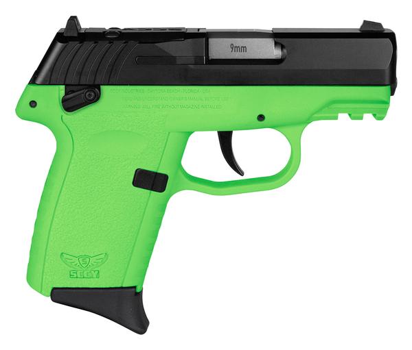 SCCY CPX-1CBLGRDRG3 9MM BLK SLDE LIME GRP SFT 10R