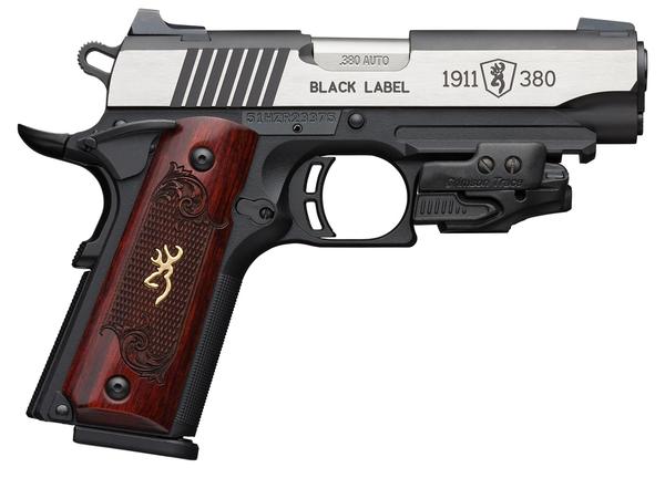 Browning 051952492 1911-380 Black Label Medallion w/Crimson Trace 380 Automatic Colt Pistol (ACP) Single 4.25