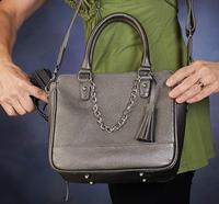 Park Ave Hand Tote, Tumbled Leather : GUN_METAL